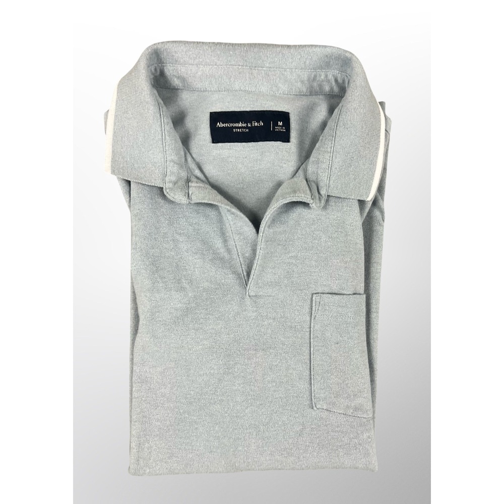GUC Abercrombie & Fitch Stretch Polo Shirt Grey Collared Pocket Size Medium